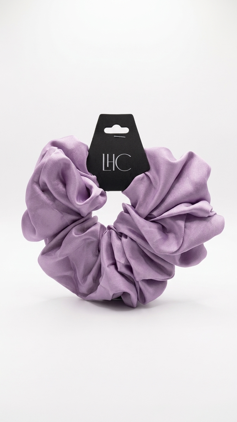 Scrunchie in raso viola XL